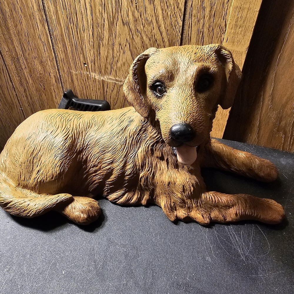 Vintage Homco #1141 resin golden retriever Dog Garden Statue Figure 13”